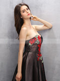 Black Homecoming Dresses,Strapless Homecoming Dress,Elegant Homecoming Dress,HC00110