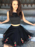 Black Homecoming Dresses,Two Piece Homecoming Dress,Modest Homecoming Dress,HC00076