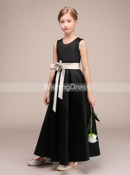 Black Junior Bridesmaid Dresses,Long Junior Bridesmaid Dress,JB00002