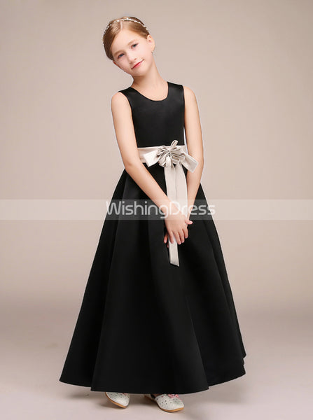 Black Junior Bridesmaid Dresses,Long Junior Bridesmaid Dress,JB00002