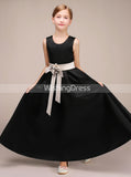 Black Junior Bridesmaid Dresses,Long Junior Bridesmaid Dress,JB00002