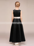 Black Junior Bridesmaid Dresses,Long Junior Bridesmaid Dress,JB00002