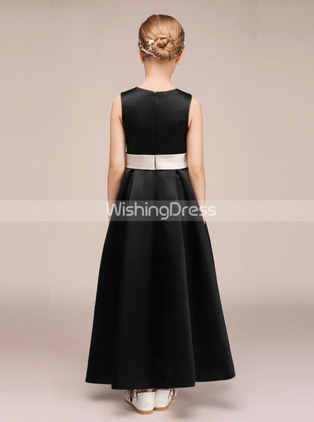 Black Junior Bridesmaid Dresses,Long Junior Bridesmaid Dress,JB00002