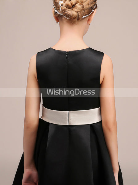 Black Junior Bridesmaid Dresses,Long Junior Bridesmaid Dress,JB00002