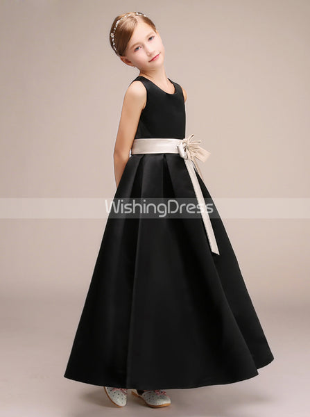 Black Junior Bridesmaid Dresses,Long Junior Bridesmaid Dress,JB00002