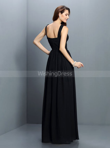 Black Long Bridesmaid Dress,Elegant Bridesmaid Dress,Chiffon Bridesmaid Dress,BD00245