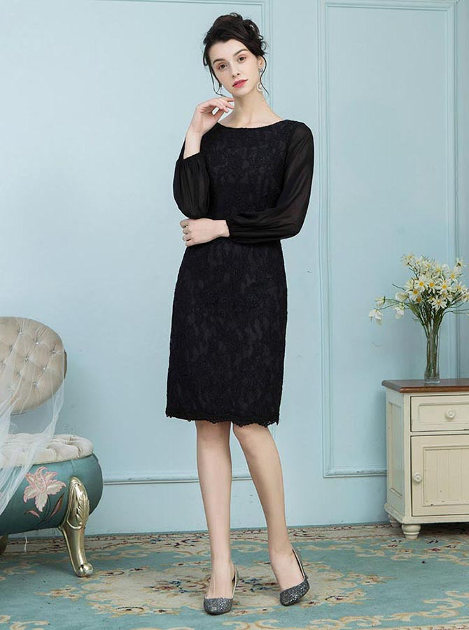 Black Mother of the Bride Dress,Mother Dress with Long Sleeves,Knee Length Mother Dress,MD00008, US20W / Royal Blue Black Mother of the Bride Dress,Mother Dress with Long Sleeves,Knee Length Mother Dress,MD00008, US20W / Royal Blue
