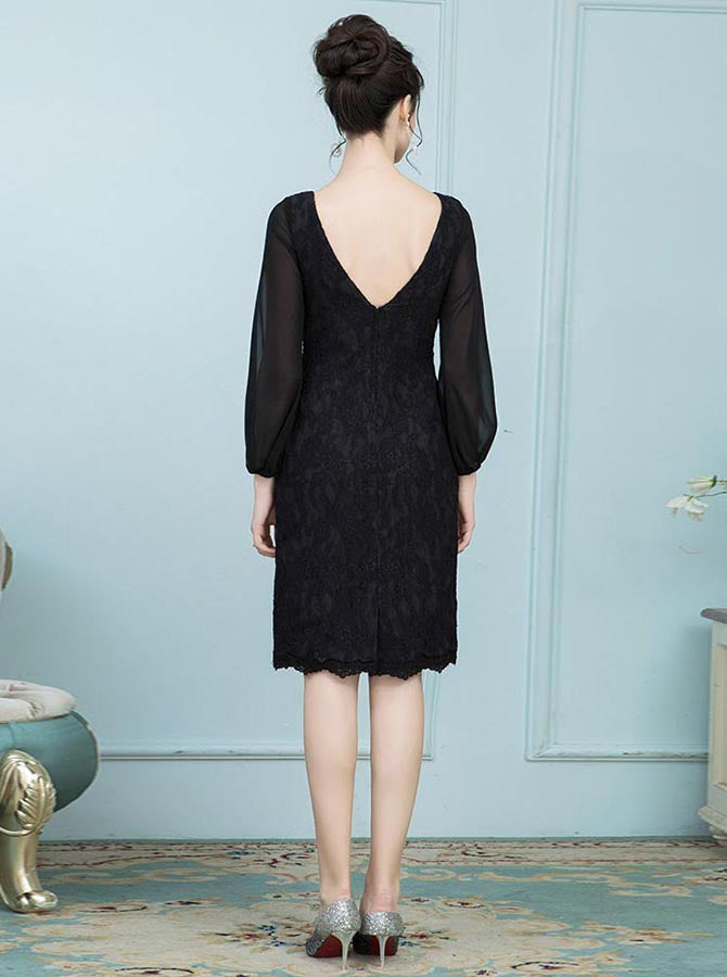 Black Mother of the Bride Dress,Mother Dress with Long Sleeves,Knee Length Mother Dress,MD00008, US20W / Royal Blue Black Mother of the Bride Dress,Mother Dress with Long Sleeves,Knee Length Mother Dress,MD00008, US20W / Royal Blue