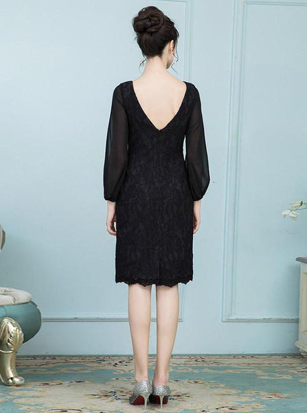 black mother of the bride dresses long sleeve Black Mother of the Bride Dress,Mother Dress with Long Sleeves,Knee Length Mother Dress,MD00008, US20W / Royal Blue