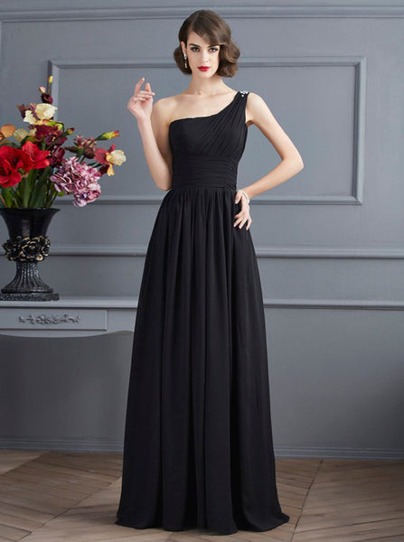 Black Mother of the Bride Dresses,One Shoulder Mother Dresses,Formal Mother Dress,MD00023