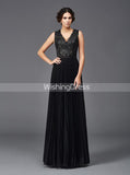 Black Mother of the Bride Dresses,Pleated Mother Dresses,Elegant Mother Dress,MD00060