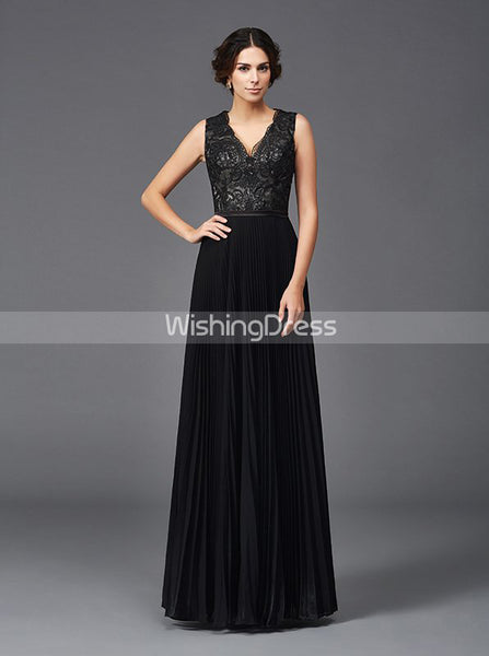Black Mother of the Bride Dresses,Pleated Mother Dresses,Elegant Mother Dress,MD00060
