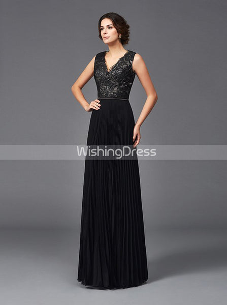 Black Mother of the Bride Dresses,Pleated Mother Dresses,Elegant Mother Dress,MD00060