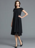 Black Mother of the Bride Dresses,Short Mother Dress with Sleeves,MD00050