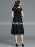 Black Mother of the Bride Dresses,Short Mother Dress with Sleeves,MD00050