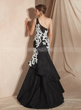 Black One Shoulder Prom Dresses,Mermaid Prom Dress,PD00410