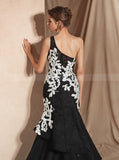 Black One Shoulder Prom Dresses,Mermaid Prom Dress,PD00410