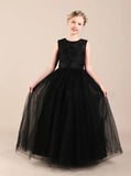 Black Pageant Dress for Teens,Long Tulle Party Dress with Sash,JB00068