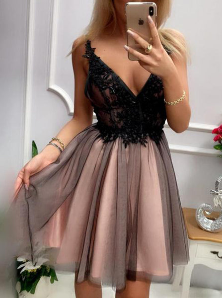 Black Pink Homecoming Dresses,Short Birthday Dress,HC00208