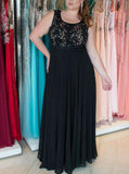 Black Plus Size Prom Dresses,Chiffon Plus Size Prom Dress,Elegant Plus Size Dress,PD00247