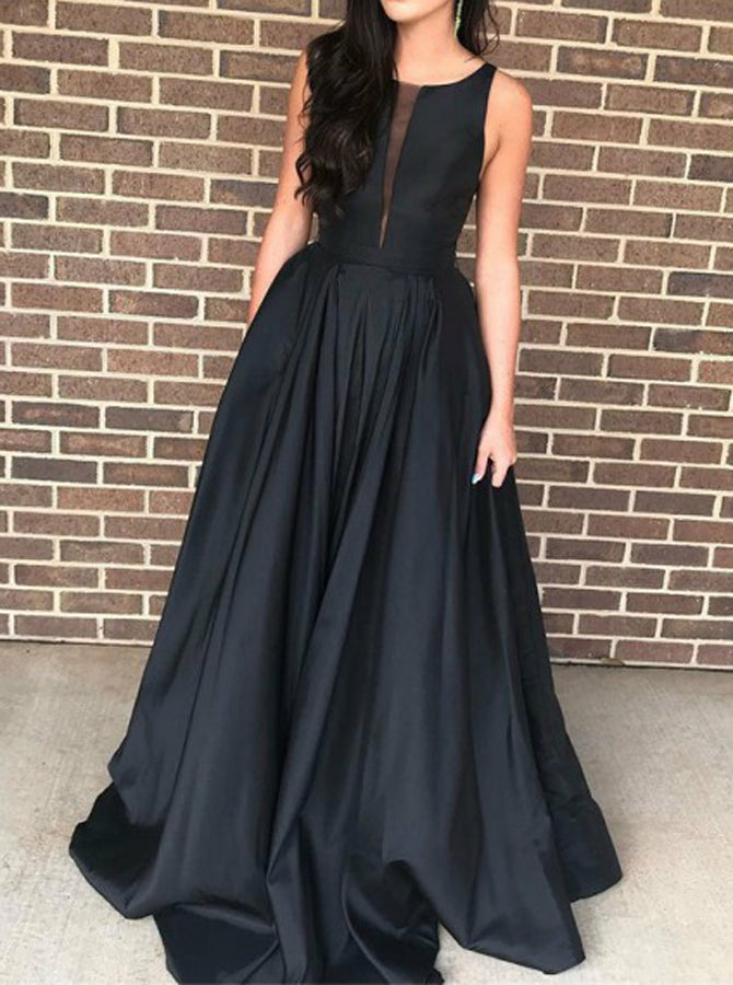 Black Prom Dresses,A-line Modest Prom Dress,Elegant Evening Dress,PD00