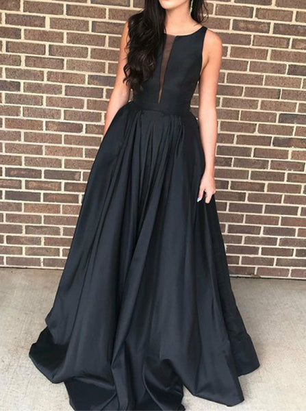 Black Prom Dresses,A-line Modest Prom Dress,Elegant Evening Dress,PD00427