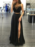 Black Prom Dresses,Two Piece Prom Dress,Sexy Prom Dress,Long Prom Dress,PD00224