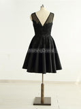 Black Satin Homecoming Dresses,Sweet 16 Dress,Short Prom Dress,HC00174