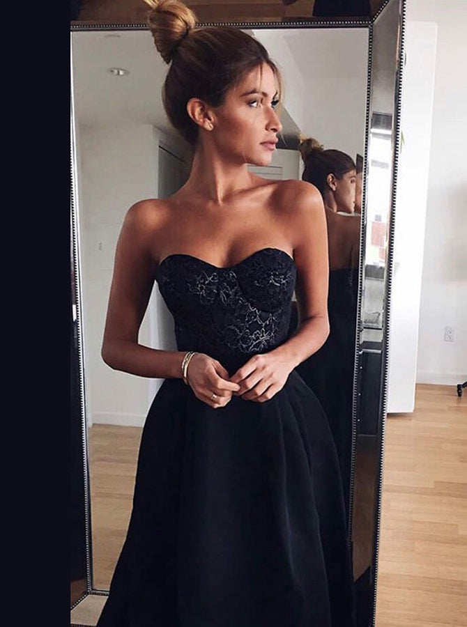 Black Sweetheart Prom Gown,Simple Formal Evening Dress,Prom Dress for