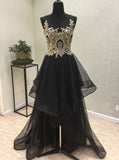 Black Tulle Prom Dresses,Ruffled Prom Dresses,Long Prom Dress,PD00369