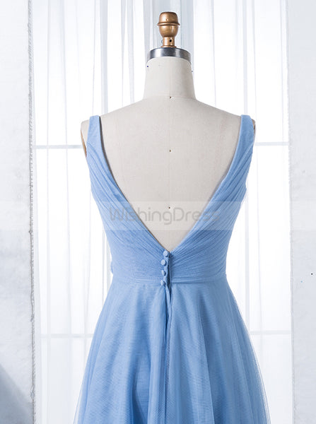 Blue Bridesmaid Dress,Tulle Bridesmaid Dress,Long Bridesmaid Dress,BD00157