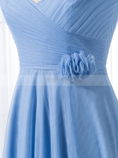 Blue Bridesmaid Dress,Tulle Bridesmaid Dress,Long Bridesmaid Dress,BD00157