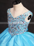 Blue Girls Pageant Ball Dresses,Beaded Girls Special Occasion Dress,GPD0017