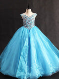 Blue Girls Pageant Ball Dresses,Beaded Girls Special Occasion Dress,GPD0017