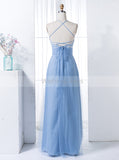 Blue Halter Bridesmaid Dress,Tulle Bridesmaid Dress,Long Bridesmaid Dress,BD00152