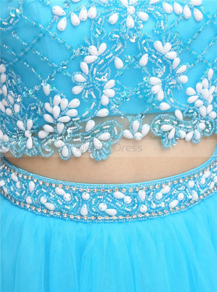 Blue Homecoming Dresses,Two Piece Homecoming Dress,Tulle Homecoming Dress,HC00119