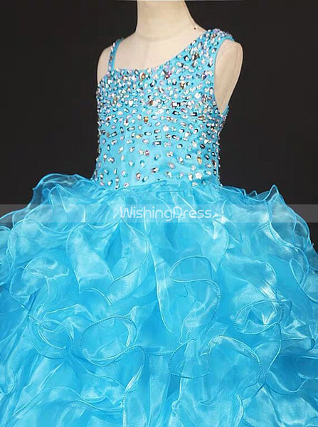 Blue Ruffle Girls Pageant Dresses,Formal Special Occasion Dress for Teens,GPD0021