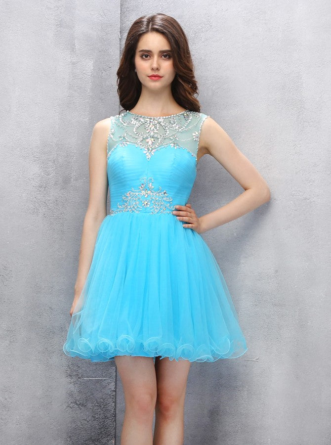 Blue Sweet 16 Dresses,Homecoming Dress for Teens,Tulle Sweet 16 Dress,SW00024 US6 / Pink