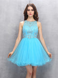 Blue Sweet 16 Dresses,Short Sweet 16 Dress,Tulle Homecoming Dresses,SW00028