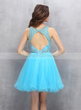 Blue Sweet 16 Dresses,Short Sweet 16 Dress,Tulle Homecoming Dresses,SW00028