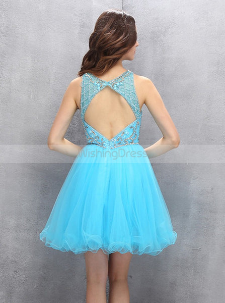 Blue Sweet 16 Dresses,Short Sweet 16 Dress,Tulle Homecoming Dresses,SW00028
