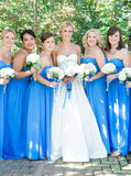 Blue Sweetheart Bridesmaid Dress,Chiffon Bridesmaid Dress,Long Bridesmaid Dress,BD00181