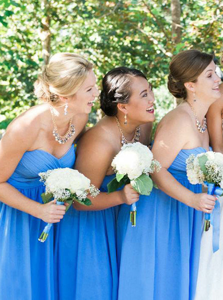 Blue Sweetheart Bridesmaid Dress,Chiffon Bridesmaid Dress,Long Bridesmaid Dress,BD00181