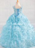 Blue Unique Little Girls Pageant Gowns,Formal Junior Party Gowns,GPD0051