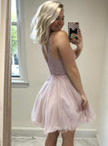 Blush Homecoming Dresses,Homecoming Dress for Teens,Unique Homecoming Dress,HC00008