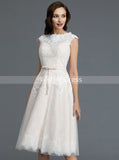 Blush Wedding Dresses,Knee Length Wedding Dress,Vintage Wedding Dress,WD00302