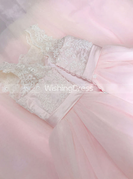 Blush Wedding Dresses,Tulle Bridal Dress,Elegant Wedding Dress,Aline Bridal Gown,WD00068