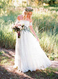 Boho Lace Wedding Dresses,Off the Shoulder Bridal Dress,WD00321