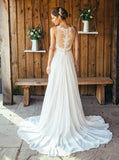 Boho Wedding Dresses,Beach Wedding Dress,Chiffon Bridal Dress,Simple Wedding Dress,WD00059