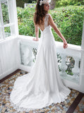 Boho Wedding Dresses,Chiffon Wedding Dress,Beach Wedding Dress with Straps,WD00060